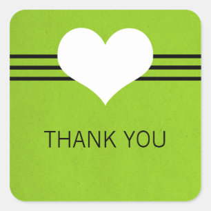 Modern hart Dank jullie Stickers, Groen Vierkante Sticker