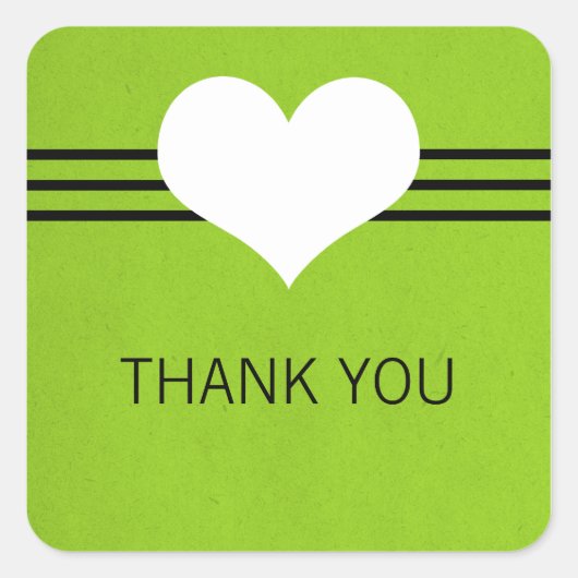 Modern hart Dank jullie Stickers, Groen Vierkante Sticker (Voorkant)
