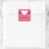 Modern hart Dank jullie Stickers, Roze Vierkante Sticker (Tas)