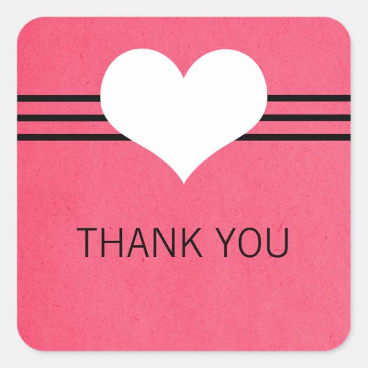 Modern hart Dank jullie Stickers, Roze Vierkante Sticker (Voorkant)