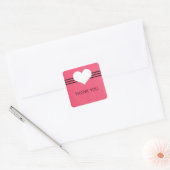 Modern hart Dank jullie Stickers, Roze Vierkante Sticker (Envelop)