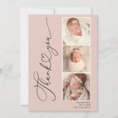 Modern hart drie foto Baby dank u kaart (Voorkant)