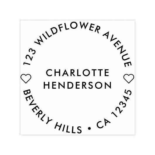 Modern hart | Eenvoudig retouradres Zelfinktende Stempel (Design)