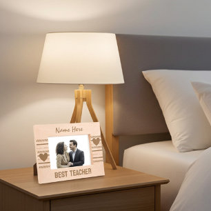 Modern hart en Schattigee lijnkunst, beste leraar Gegraveerde Lijstjes