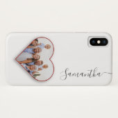 Modern hart foto familie wit Jouw naam Case-Mate iPhone Case (Achterkant (horizontaal))