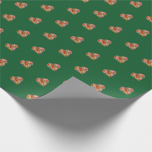 Modern hart groen patroon inpakpapier (Hoek)