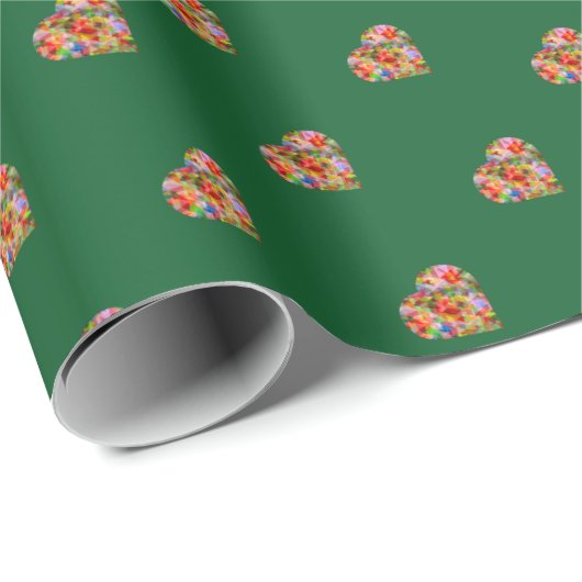 Modern hart groen patroon inpakpapier (Rol Hoek)