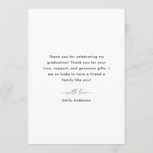 Modern hart kalligrafie Afstuderen Foto Bedankkaart (Achterkant)