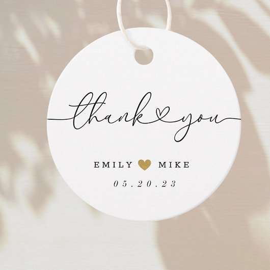 Modern hart kalligrafie bruiloft dank u bedankjes labels