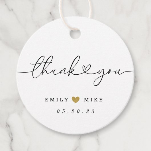 Modern hart kalligrafie bruiloft dank u bedankjes labels (Voorkant)