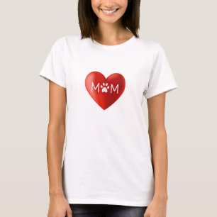 Modern hart met hond moeder, kat moeder poot t-shirt