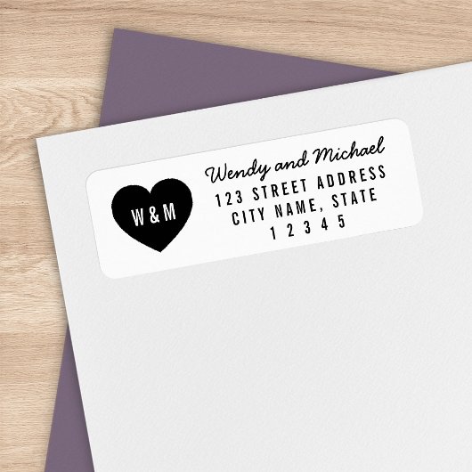 Modern Hart Monogram Retouradres Etiket