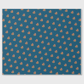 Modern hart oceaan blauw patroon inpakpapier (Vlak)