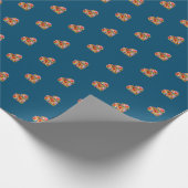 Modern hart oceaan blauw patroon inpakpapier (Hoek)