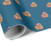 Modern hart oceaan blauw patroon inpakpapier (Rol Hoek)