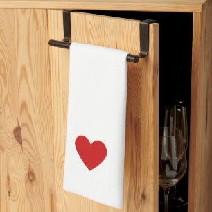 Modern Hart Rood Eenvoudig Chic Aangepast Wit Theedoek