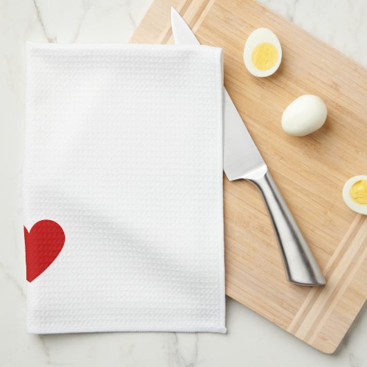 Modern Hart Rood Eenvoudige Liefde Chic Custom Wit Theedoek (Quarter Fold)