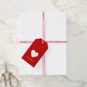Modern Hart Rood Wit Preppy Strepen Persoonlijk Cadeaulabel (Met Touw)