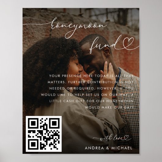 Modern Hart Script Foto Bruidsfonds Bruiloft Poster (Voorkant)