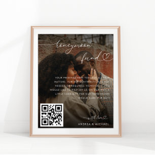 Modern Hart Script Foto Honeymoon Fonds Trouwen Poster