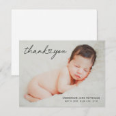 Modern Hart Script Pasgeboren Baby Meisje Bedankkaart (Voorkant / Achterkant)