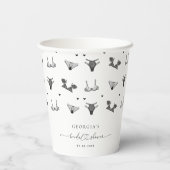 Modern Hart Script & Zwarte Lingerie Bruidsbruilof Papieren Bekers (Achterkant)