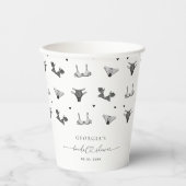 Modern Hart Script & Zwarte Lingerie Bruidsbruilof Papieren Bekers (Voorkant)