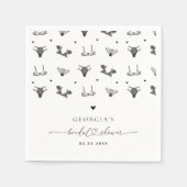 Modern Hart Script & Zwarte Lingerie Bruidsbruilof Servet (Voorkant)