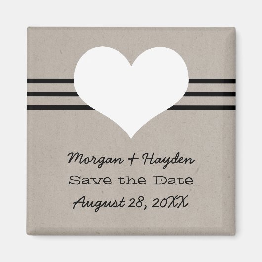 Modern hart slaat de datum magneet op, beige (Voorkant)