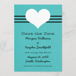 Modern hart slaat de datum op Uitnodiging, Aqua Save The Date