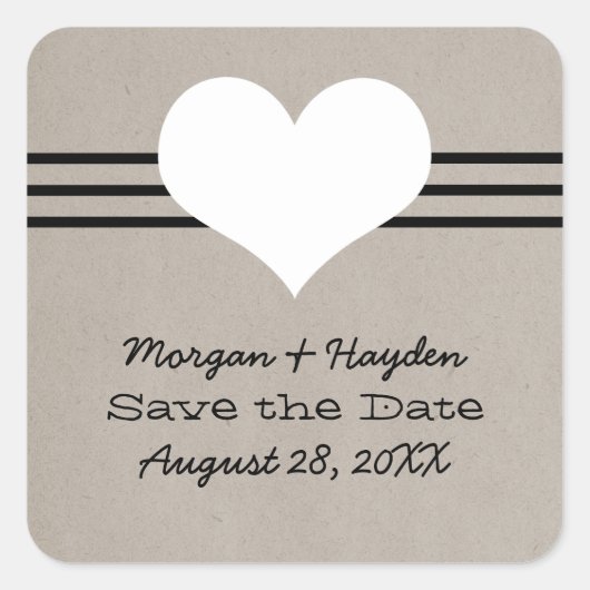 Modern hart slaat de Stickers op de datum op, beig (Voorkant)