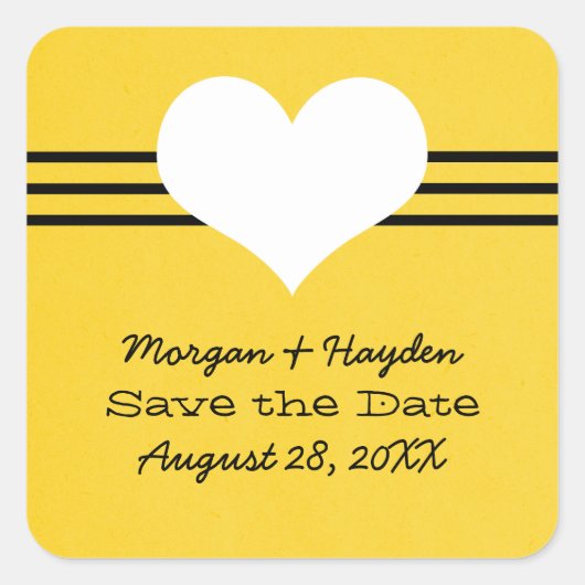 Modern hart slaat de Stickers op de datum op, geel (Voorkant)