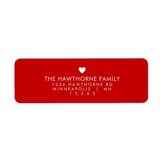 Modern Hart Stuur Liefde Minimale Chic Red Adres Etiket (Voorkant)