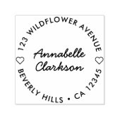 Modern hart | Terugkeeradres voor Script Cute Roun Zelfinktende Stempel (Design)