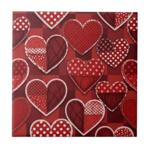 Modern Hart Valentijn Rood Zwart Wit Tegeltje