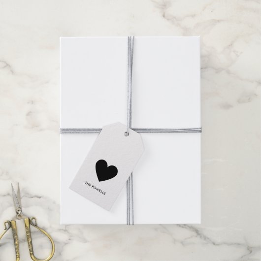 Modern Hart Zwart en Wit Polka Dots Custom Cadeaulabel (Met Touw)