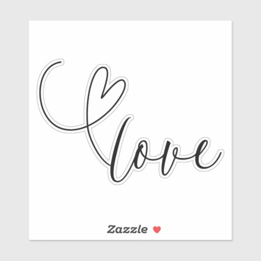 Modern Hart Zwart Wit Bruiloft Bruidsfeest  Sticker (Vel)