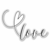 Modern Hart Zwart Wit Bruiloft Bruidsfeest  Sticker (Voorkant)