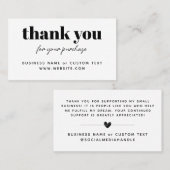 Modern Hartelijk dank voor uw kleine aankoop Visitekaartje (Voorkant / Achterkant)