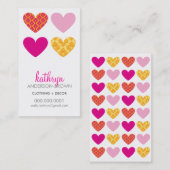 MODERN HARTEN damast patroon helder roze geel Visitekaartje (Voorkant / Achterkant)