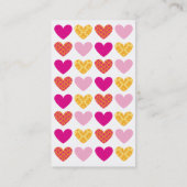 MODERN HARTEN damast patroon helder roze geel Visitekaartje (Achterkant)