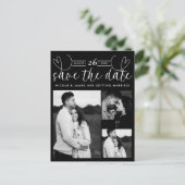 Modern Harten Zwart & Wit Chic Bewaar de Datum Aankondigingskaart (Staand voorkant)