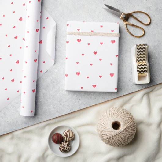 Modern Hartjes Patroon in het Rood Cadeaupapier (Crafts)