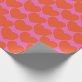 Modern hartpatroon in helder roze en Oranje Cadeaupapier (Hoek)