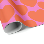 Modern hartpatroon in helder roze en Oranje Cadeaupapier (Rol Hoek)