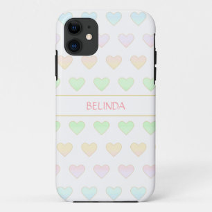 Modern hartpatroon in pastelkleuren op witte hoes- Case-Mate iPhone case