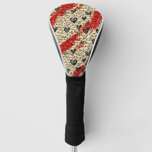 Modern Hartpatroon met Script Achtergrond (10) Golfheadcover (Voorkant)