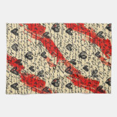Modern Hartpatroon met Script Achtergrond (10) Theedoek (Horizontaal)