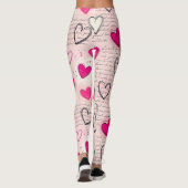 Modern Hartpatroon met Script Achtergrond (11) Leggings (Achterkant)