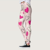 Modern Hartpatroon met Script Achtergrond (11) Leggings (Links)